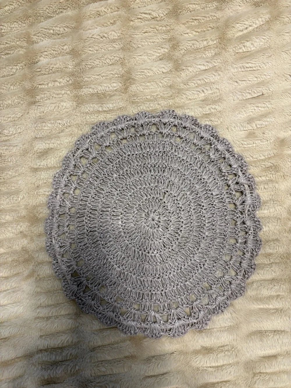 Handmade Crochet Round Placemats - Gray (Set of 6)